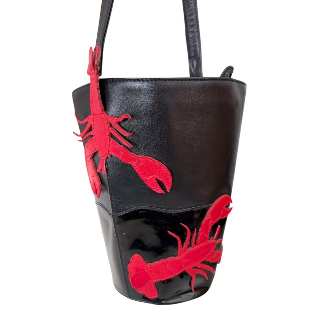 Vintage Zalo Lobster Bucket Bag Novelty Art Quirky Whimsical Patent Leather RARE